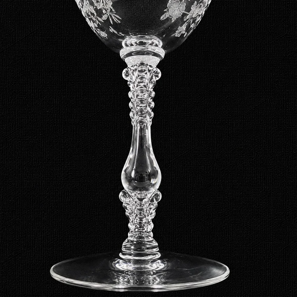 Cambridge Rose Point Tall Sherbet Champagne Coupes Stem Set of 2 Etched Glass